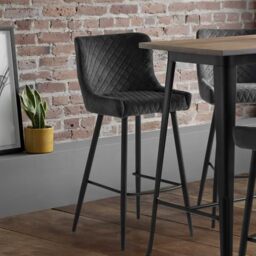 Julian Bowen Luxe Velvet Bar Stool, Grey