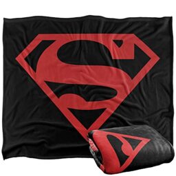 SUPERMAN Blanket, 152 x 127 cm, Red On Black Shield, Silky Touch Super Soft Throw Blanket