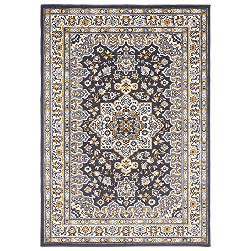 Nouristan Oriental Short Pile Rug Parun Täbriz Dark Grey 80 x 150 cm