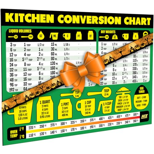 AKS Magnets Kitchen Conversion Chart Magnet - Extra Large Easy to Read 11'' x 8.5'' Measurement Cheat Sheet for Cooking Baking & Reading Recipes Convert Volume Weight Celsius Imperial Metric Units