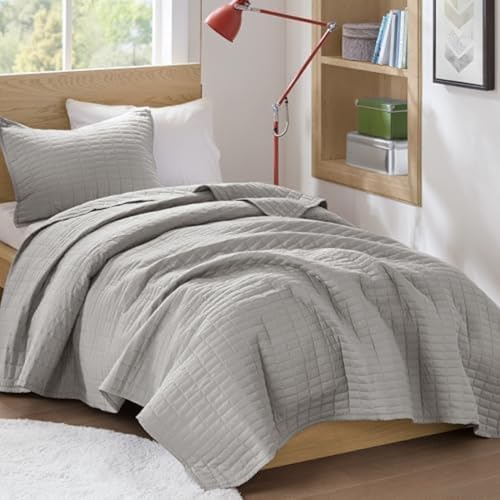 "Comfort Spaces All Season, Lightweight, Coverlet Bedspread Bedding, Matching Shams, Microfiber, Grey, Twin/Twin XL(66""x90"")"