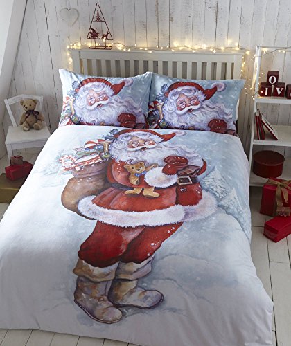 Father Christmas Xmas Quilt Duvet Cover Bedding Bed Set Santa Claus, King