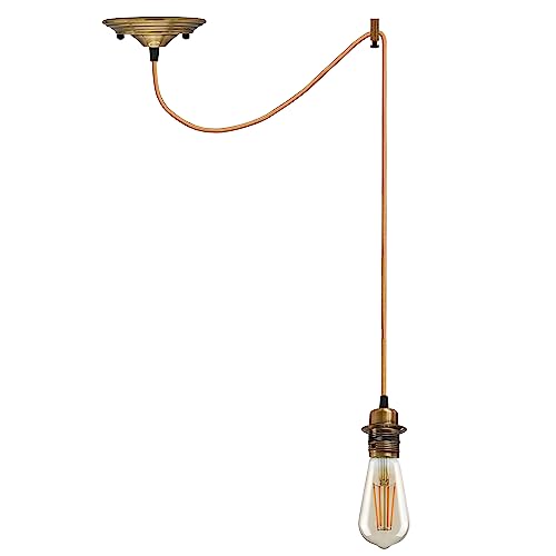 LEDSone Vintage E27 Pendant Light Fitting Brass Lampholder Adjustable 195cm Cable Hanging Ceiling Light Kit DIY Indoor Lighting