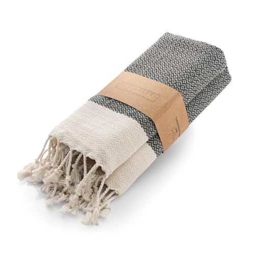 BAY LAUREL Turkish Hand Towel ??? Pack of 2 - 16X40 Soft & Absorbent Decorative Towels for Bathroom, Hand, Face, Hair, Gym, Yoga, SPA, Kitchen & Tea (Dark Army Green, Diamond 16x40 Inches (Set of 2)