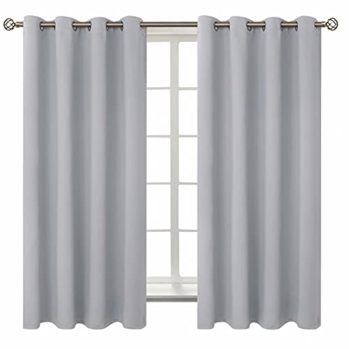 BGment Room Darkening Curtains 63 Inches Long - Grommet Thermal Insulated Drapes Window Treatment Curtains for Bedroom, 2 Panels, 52 x 63 Inch, Light Grey