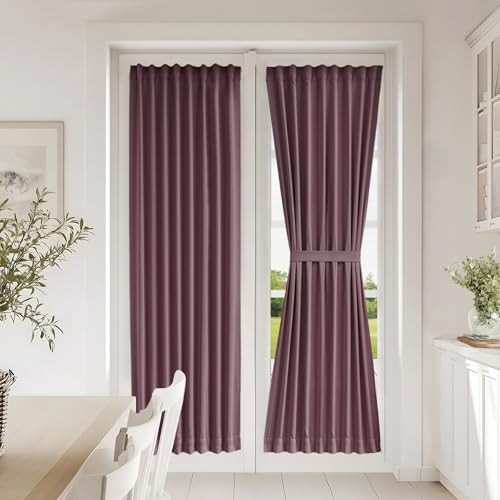 Vatge Narrow Window Curtains Privacy Door Curtain for Doorways Thermal Insulated Rod Pocket Door Window Curtain, 1 Panel, W25 x L72, Nostalgia Rose