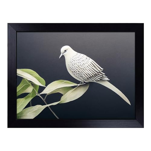 Lap Tray with Bean Bag Cushion, Classic Dove Bird - Handmade in the UK, Raised Wooden Edge, Padded Cushion, Heat-Resistant Wipe-Clean Surface, for Meals, Laptops and Crafts