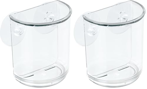 iDesign Suction Toothbrush Holder, Plastic Storage Organiser with Suction Cups for Bath & Shower, 20400 (Pack of 2)