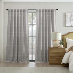 "Elrene Home Fashions Sawyer Windowpane Plaid Blackout Window Curtain Panel with Rod Pocket/Back Tabs for Living Room/Bedroom/Office, 52""x95"", Gray"