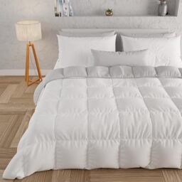 PETTI Artigiani Italiani - Warm Winter Duvet, 160 x 260 cm, Two-Tone White/Grey, Double Sided, 300 g/m² Microfibre, Made in Italy