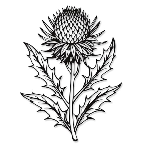 Xedatric Thistle Metal Flowers Wall Decor – Scottish Floral Black Metal Wall Art, 3D Flower Sculpture for Farmhouse Kitchen & Bathroom – Waterproof Indoor/Outdoor(14.6x10.9IN)