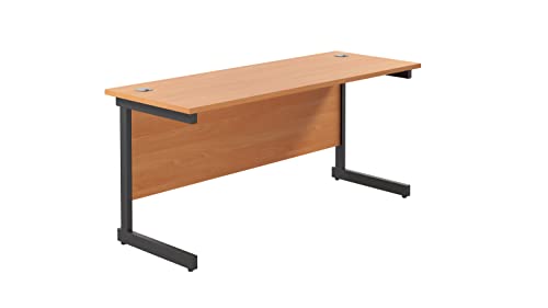 Jemini Rectangular Single Upright Cantilever Desk 1800x600x730mm Beech/Black KF810934