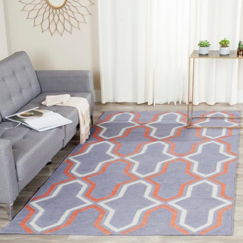 Safavieh Contemporary Indoor Flatweave Rectangle Area Rug, Dhurrie Collection, DHU559, in Purple / Multi, 122 X 183 cm for Living Room, Bedroom or Any Indoor Space