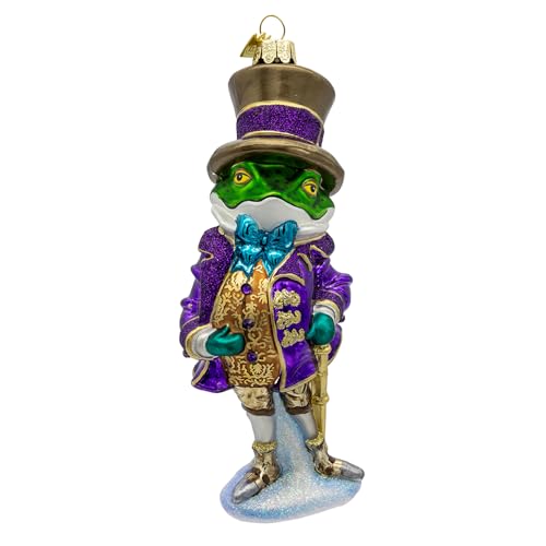 Kurt Adler 7-inch Bellissimo Glass Gentleman Frog Ornament