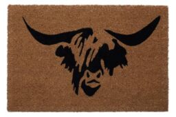 Premier Housewares Highland Cow Doormat Indoor Natural Coir with Sturdy PVC Backing Floor Mat, Weather-Resistant, Brown Welcome Mat, 40x2x60 cm