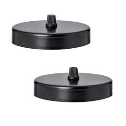 2 Pack Ceiling Rose Black 100mm Side Fitting Metal Pendant Light Base Plate