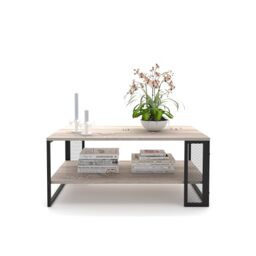 Mabel Home Mela Maxi Coffee Table, Living Room Table with Metal Frame 105x45x60 cm (Sonomo-Black)