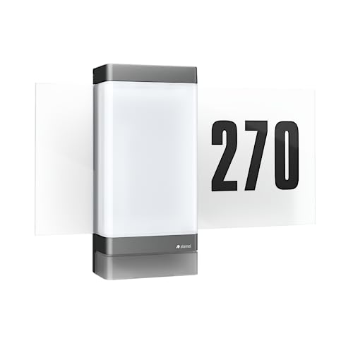 STEINEL Smart LED House Number Light L 270 SC, Light up House Number Plaque, Motion Sensor Light, Soft Light Start, Outdoor Wall Light, Remote Control via App, Anthracite