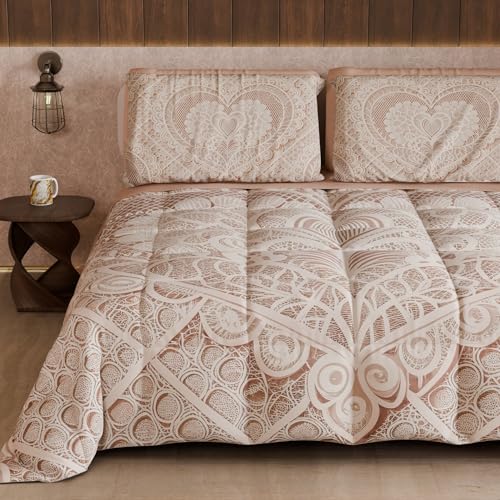 PETTI Artigiani Italiani - Winter Quilt, Double Sided Double Duvet Plain and Digital Print, Shabby 04 321, 100% Microfibre, Made in Italy