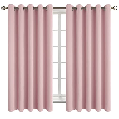 BGment Room Darkening Curtains 63 Inches Long - Grommet Thermal Insulated Drapes Window Treatment Curtains for Bedroom, 2 Panels, 70 x 63 Inch, Baby Pink