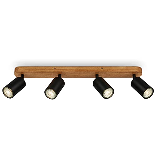 BRILONER - Ceiling Light Vintage Swivelling, Wooden Base, GU10 Socket, Max. 9 Watt, Ceiling Light, Lamp, Living Room Lamp, Bedroom Lamp, Kitchen Lamp, Ceiling Spotlight, 55 x 6 x 8.5 cm, Black