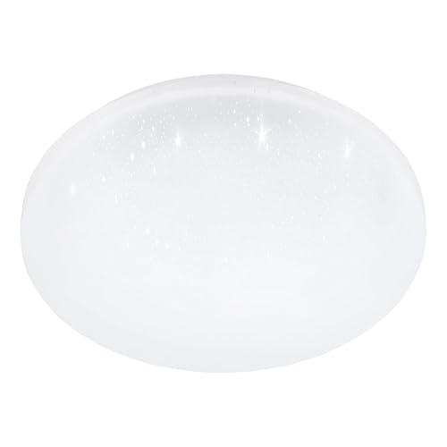 Eglo LED Ceiling Light Panel Frania-S, Flush Mount lamp with Crystal Effect, Starry Sky wall lamp Made of White Steel and Plastic, Kitchen and Bathroom Lighting, Neutral White, IP44, Ø 12 in
