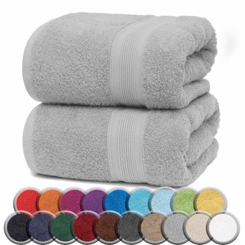 NatureMark Sauna Towel Premium Quality 80 x 200 cm 100% Cotton Silver Grey Pack of 2