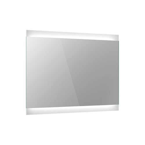 iBathUK Averra Wall Mounted Rectangular LED Bathroom Mirror, Modern Frameless Motion Sensor Design with Integrated Demister and Copper-Free Silver Mirror in White, 700 x 500mm