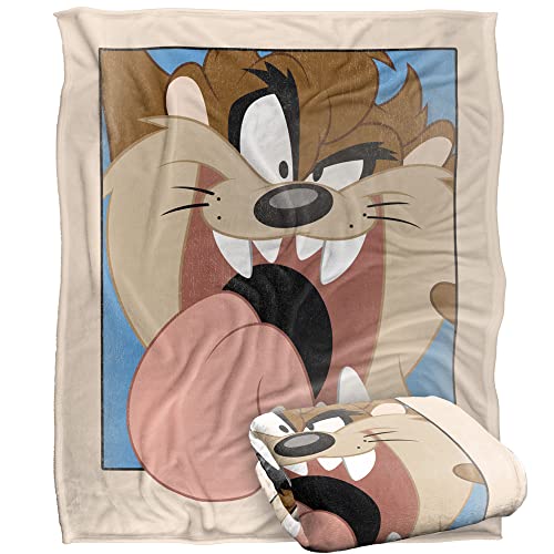 LOONEY TUNES Blanket, 152 x 127 cm, Taz Closeup Silky Touch Super Soft Throw