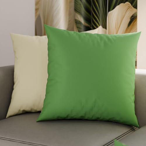 PETTI Artigiani Italiani - Pair of Pillow Cases 50 x 30 cm in Microfibre, Cushions Bedroom Furniture, Sofa, Set of 2 Cushion Covers, Reversible Pillowcase Olive Green Cream