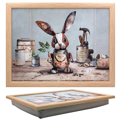 Lesser & Pavey Bug Art Scrap Rabbit Food Serving Laptray with Bean Bag - Soft Cushion Base, Comfortable Dining Surface, Lightweight Design, Practical Home Accessory