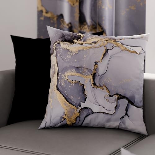 PETTI Artigiani Italiani - Pair of Pillow Cases 50 x 50 cm in Microfibre, Cushions for Bedroom Furniture, Sofa, Living Room, Set of 2 Cushion Covers, Grey Marble Pillowcase, 100% Made in Italy