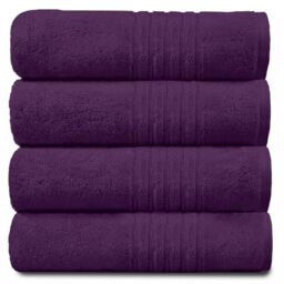 GC GAVENO CAVAILIA 4 PK Extra Large Bath Sheet, Water Absorbent Cotton Towels, 450 GSM Quick Dry Towels Set, Purple