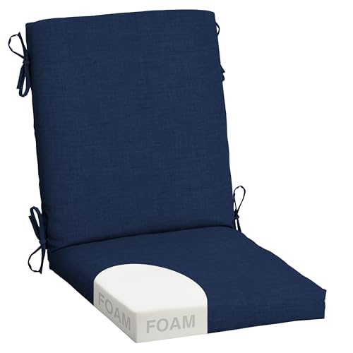 Arden Foam Patio Dining Outdoor Chair Cushions, 20 x 44, Premium High-Density Foam, Never Flattens, Weather-Proof for Outdoor Chairs, Sapphire Blue Leala