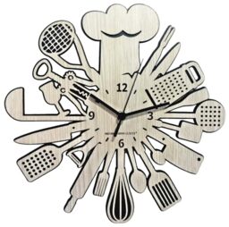 Instant Karma Clocks - Chef Kitchen Wall Clock with Utensils – Silent No-Ticking - Perfect for Bedroom, Office, Studio, Living Room – Unique Decoration