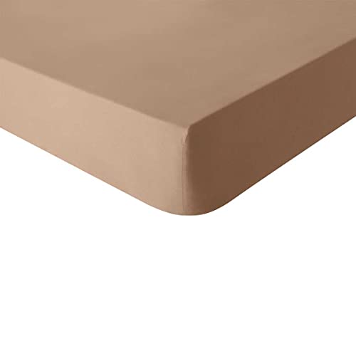 Essix Plain Cotton Fitted Sheet, Made in France, 160 x 200 cm
