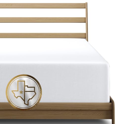 "TEXAS LINEN CO. Premium Egyptian Cotton King Size Fitted Sheet Only - 22"" Extra Deep Pocket King Fitted Sheet (White), Easy Snug Fit, Soft Cooling Sateen Weave, Luxury Hotel Quality Bottom Sheets"