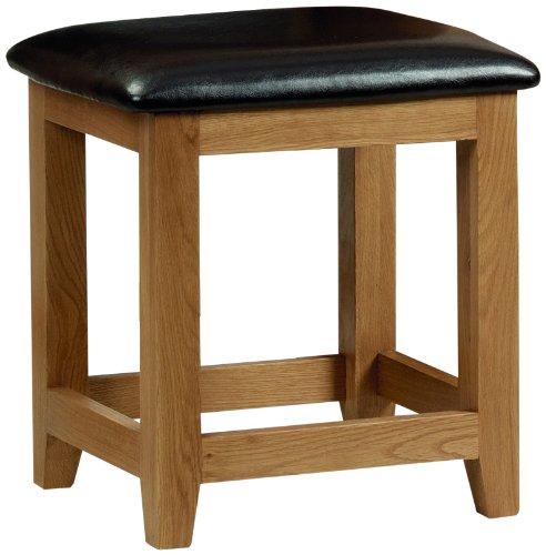 Julian Bowen Marlborough Dressing Stool, Oak/Dark Brown - H46 x W45 x D35cm