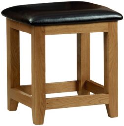 Julian Bowen Marlborough Dressing Stool, Oak/Dark Brown - H46 x W45 x D35cm
