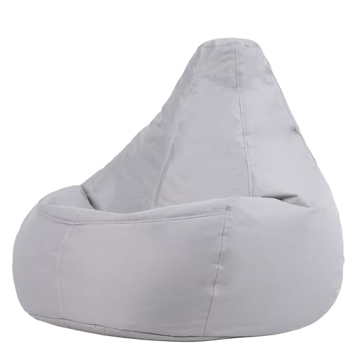 Bean Bag Bazaar Dalton Outdoor Bean Bag Chair, Grey, Garden Chair, Water Resistant Fabric, Gaming Beanbag with Filling Included, Garden Seat, Outdoor Seating