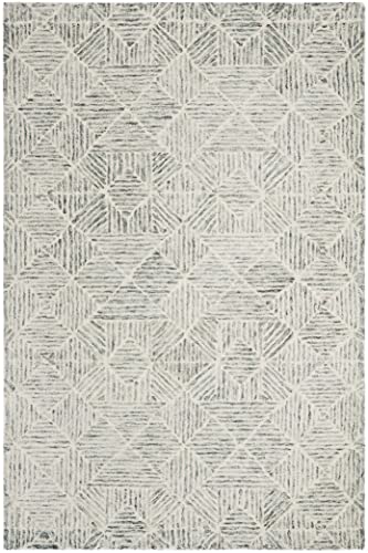 Safavieh Contemporary Rug for Living Room, Dining Room, Bedroom - Abstract Collection, Short Pile, in Ivory and Green, 76 X 122 cm