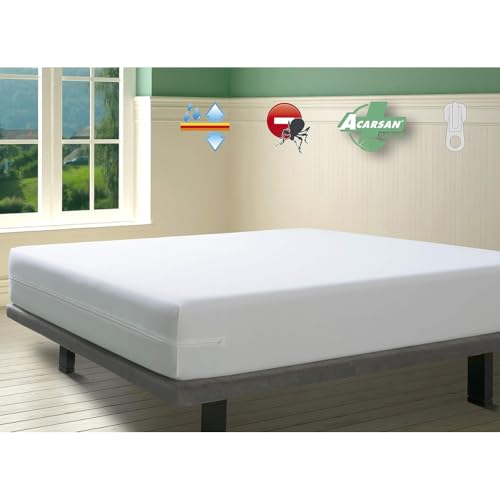 Savel - Mattress Encasement 140x190/200 cm Double Size - Waterproof and Breathable Mattress Protector - Deep 30cm Fitted Skirt - White