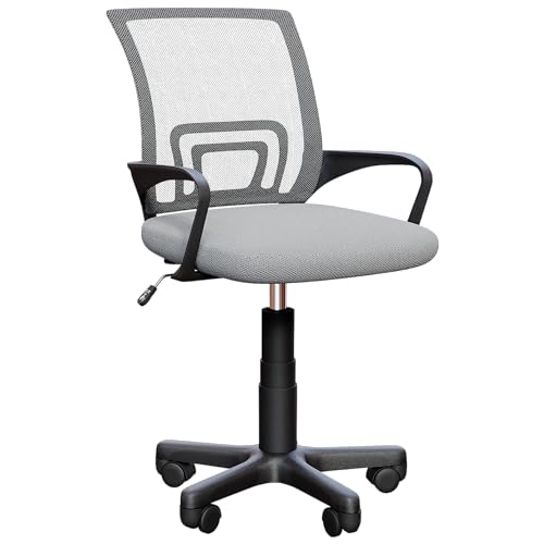 Vida Designs Airsdale Ergonomic Office Chair Adjustable Height Mesh Computer Desk Swivel Chair With Back Support Arms And 360 Wheels For Home Work And Study (Grey) (UKFR Certified)
