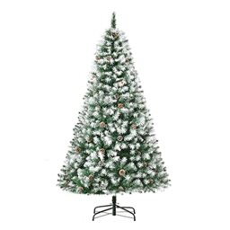 HOMCOM 6FT Artificial Christmas Tree with Pine Cones Automatic Open Green