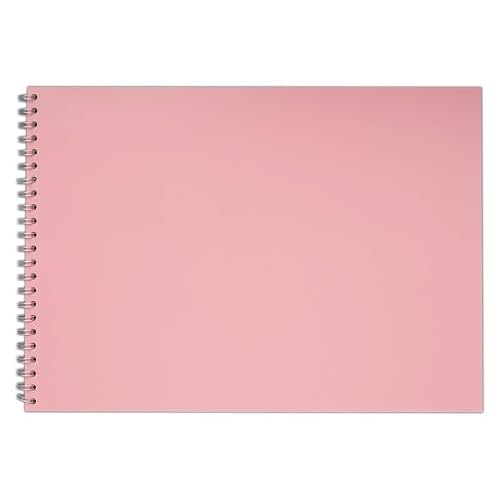 Docrafts Artiste A3 Cartridge Pad, Pink Polyprop Cover, Landscape, Spiral Bound 48 Sheets, White Paper, Drawing, Sketching, Doodling, Writing and Scrapbook Designs with Mixed Media, Pen, Ink, Painting