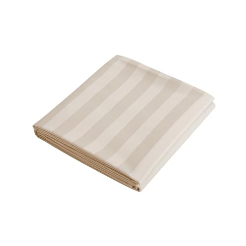 Flat Sheet Only King Size, 400 TC 100% Egyptian Cotton Flat Sheet Striped Satin-Beige Cotton Top Sheet- Wrinkle, Fade, Stain Resistant (Striped-Beige, King)