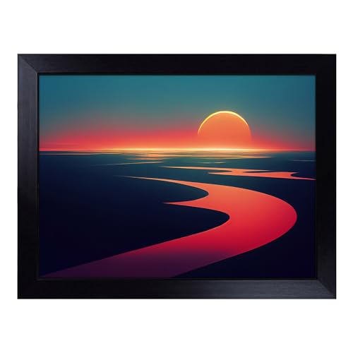 Lap Tray with Bean Bag Cushion, Gracious Ocean Beach Sunset - Handmade in the UK, Raised Wooden Edge, Padded Cushion, Heat-Resistant Wipe-Clean Surface, for Meals, Laptops and Crafts