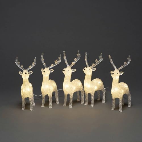 Konstsmide Christmas Outdoor Figures Decoration/Outside Lights LED Acrylic Decoration Five Reindeers/Outdoor Lighting (IP44) / 40 Warm White LEDs/Transparent Cable