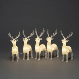 Konstsmide Christmas Outdoor Figures Decoration/Outside Lights LED Acrylic Decoration Five Reindeers/Outdoor Lighting (IP44) / 40 Warm White LEDs/Transparent Cable