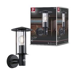 Paulmann 94396 Exterior luminaire Exterior wall luminaire Classic with Motion Sensor IP44 dimmable Outdoor Lighting Dark Grey Outdoor lamp Metal, Glass Garden lamp E27
